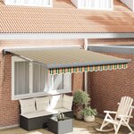 vidaXL Auvent Rétractable Vert et jaune 350 x 250 cm Tissu  Métal