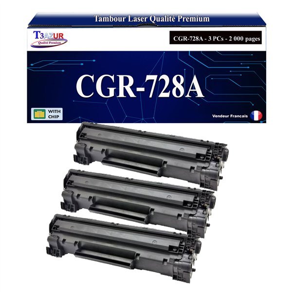 T3AZUR -3x Toners compatibles avec Canon 728 (3500B002) pour Canon Fax L150  L170  L410  MF4410  MF4430  MF4450  MF4550D  MF4570DN