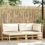 vidaXL Salon de jardin 2 Pièces avec coussins blanc crème Bambou