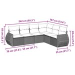 vidaXL Salon de jardin 6 Pièces avec coussins noir résine tressée