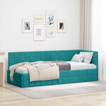 vidaXL Cadre de lit d'angle Turquoise 80 cm x 200 cm tissu
