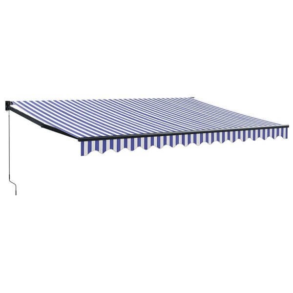 vidaXL Auvent rétractable bleu et blanc 4 5x3 m tissu et aluminium