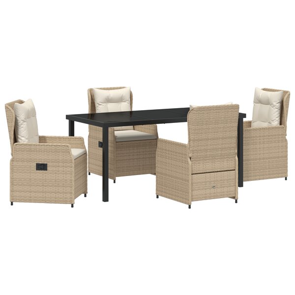 vidaXL Ensemble de Salle à Manger de Jardin 5 Pièces Beige Rattan