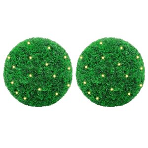 vidaXL Boules de buis artificielles avec lumières LED 2 Pièces vert 52 cm