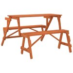 vidaXL Table de pique-nique avec bancs sapin massif 2 en 1 convertible