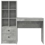 vidaXL Bureau avec tiroir avec étagère avec stockage 2 Pièces Gris béton