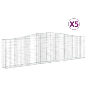 vidaXL Paniers à gabions arqués 5 Pièces 400x30x100/120 cm Fer galvanisé