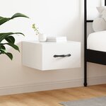 vidaXL Table de chevet murale blanc brillant 35x35x20 cm