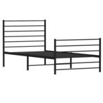 vidaXL Cadre de lit métal sans matelas avec pied de lit noir 100x190cm