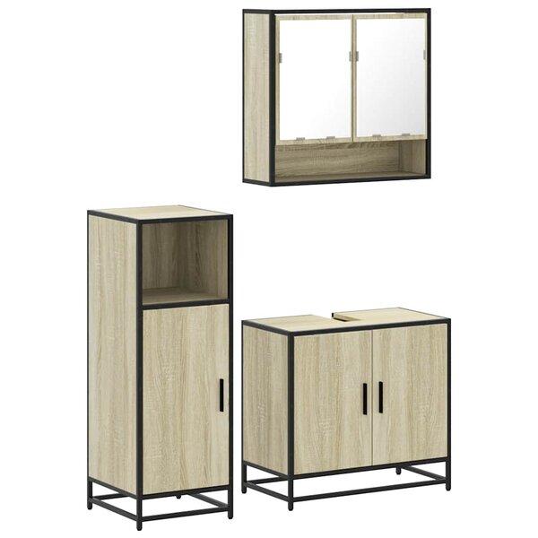 vidaXL Ensemble de meubles de salle de bain 3 Pièces chêne sonoma