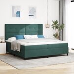 vidaXL Lit à ressorts avec matelas vert foncé 200x200 cm velours