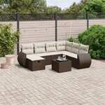 vidaXL Salon de jardin 8 Pièces avec coussins marron résine tressée