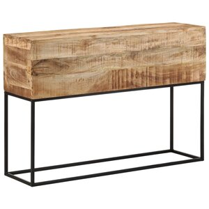 vidaXL Table console 110x30x75 cm bois de manguier massif brut et fer