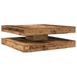 vidaXL Table basse rotative à 360 degrés vieux bois 90x90x34 5 cm
