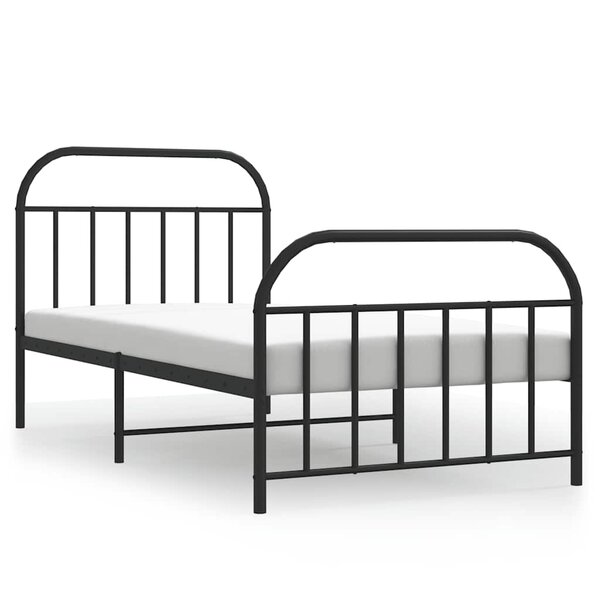 vidaXL Cadre de lit métal sans matelas avec pied de lit noir 100x190cm