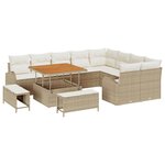 vidaXL Ensemble de canapé de jardin avec coussin 12 Pièces Beige et crème
