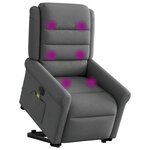 vidaXL Fauteuil inclinable de massage électrique Gris foncé Tissu