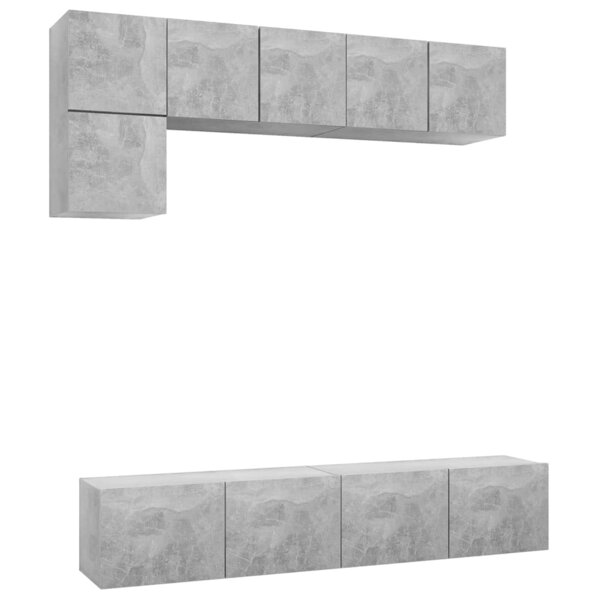 vidaXL Ensemble de meubles TV 5 Pièces Gris béton Bois d'ingénierie