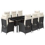 vidaXL Ensemble à manger de jardin 9Pièces coussins noir résine tressée