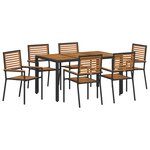 Ensemble repas jardin vidaXL 7 pièces poly rotin noir acacia