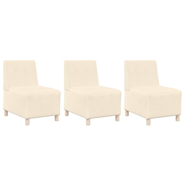 vidaXL Unité de Sofa Modulaire Sans Accoudoirs 3 Pièces Crème