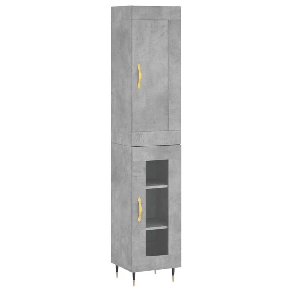 vidaXL Buffet haut Gris béton 34 5x34x180 cm Bois d'ingénierie