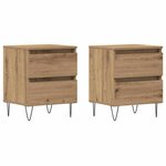 vidaXL Cabinet de chevet 2 Pièces chêne artisanal 40 x 35 x 50 cm