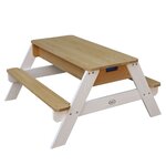 AXI Table de pique-nique à sable et eau et parasol Marron et blanc