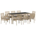 vidaXL Ensemble de salle à manger de jardin 9 pièces avec coussins en poly rotin beige