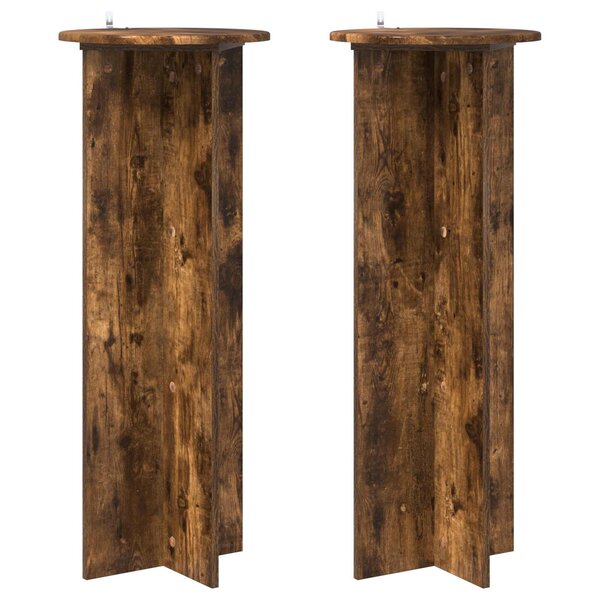 vidaXL Support de Plante 2 pièces Chêne fumé Ø40 x 100 cm