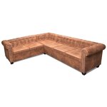 vidaXL Canapé d'angle Chesterfield 6 Places Cuir artificiel Marron