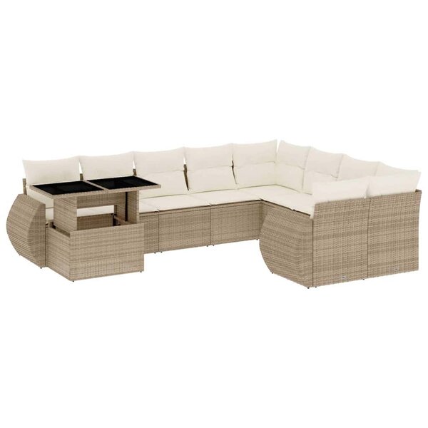 vidaXL Salon de jardin avec coussins 10 Pièces beige résine tressée