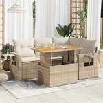 vidaXL Salon de jardin avec coussins 5 Pièces beige résine tressée