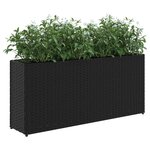 vidaXL Jardinières avec 2 pots 2 Pièces noir 90x20x40 cm résine tressée
