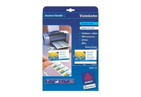 Quick & Clean Cartes de visites 25 feuilles AVERY ZWECKFORM