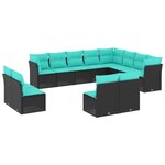 vidaXL Salon de jardin avec coussins 12 Pièces noir résine tressée