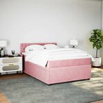 vidaXL Sommier à lattes de lit avec matelas Rose 140x190 cm Velours