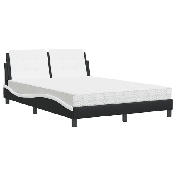 vidaXL Lit avec matelas Zadar noir et blanc 140x200 cm similicuir