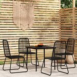 vidaXL Ensemble à manger de jardin 5 Pièces Noir