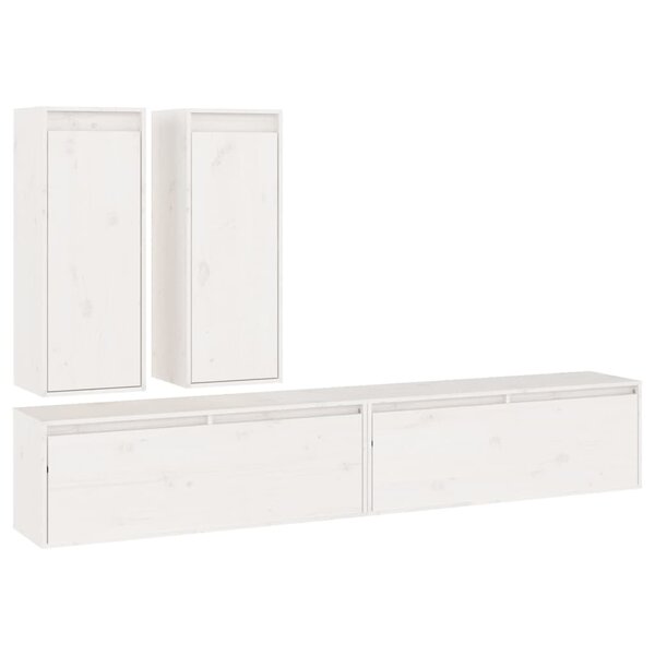 vidaXL Meubles TV 4 Pièces Blanc Bois massif de pin