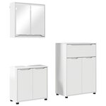 vidaXL Ensemble de mobilier de salle de bain 3 Pièces Blanc brillant