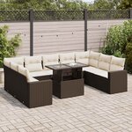 vidaXL Salon de jardin 10 Pièces avec coussins marron résine tressée