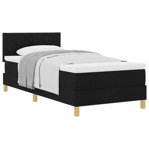 vidaXL Lit à ressorts avec coussin Noir 90 x 190 cm tissu