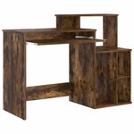 vidaXL Bureau avec Rangement Chêne fumé 120.5 x 44 x 88.5 cm
