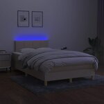 vidaXL Sommier à lattes de lit matelas et LED crème 120x190 cm tissu