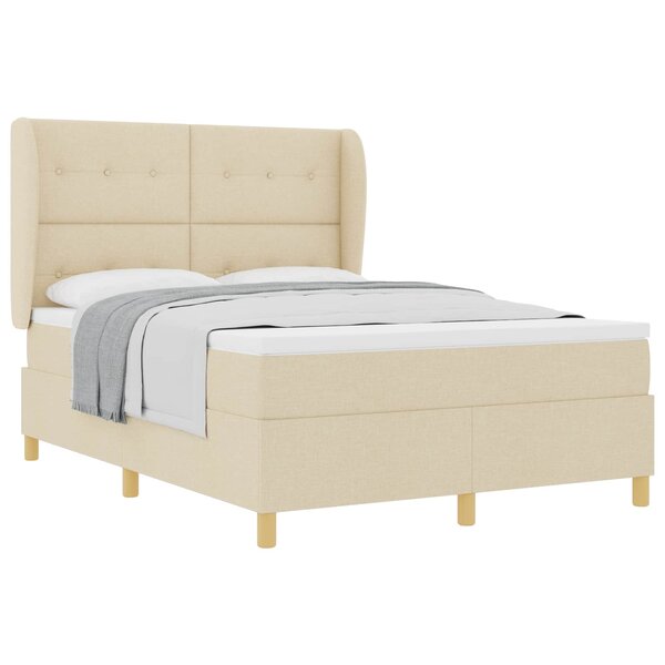 vidaXL Lit à ressorts avec matelas Crème 200 x 160 cm tissu