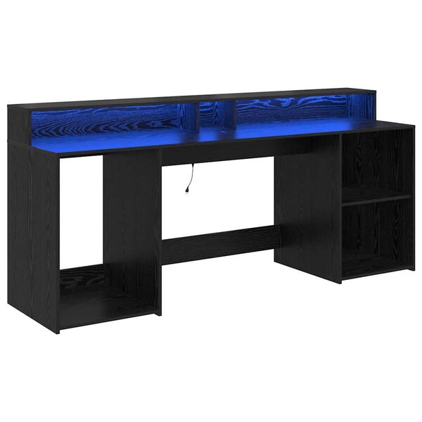 vidaXL Bureau avec porte Chêne noir 200 x 55 x 91 cm Bois d'ingénierie