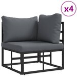 vidaXL Ensemble de canapé de jardin 9 pc Noir Acier