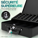 ACROPAQ Caisse monnaie Professionnelle 30x25x9cm- Coffret Monnaie Acier- Monnayeur  2 clés  Compartiments à monnaie- Poignée Robuste