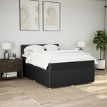 vidaXL Sommier à lattes de lit avec matelas Noir 140x190 cm Tissu